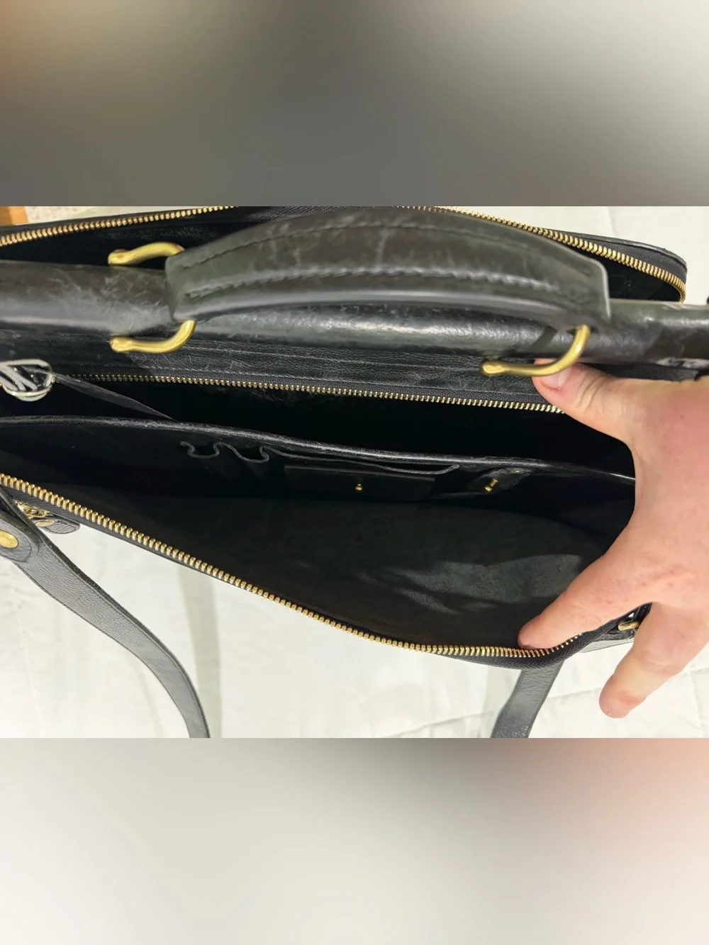 Authentic Ghurka Black Leather Men's Briefcase Shoulder Bag